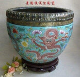 INPHIC-景德鎮復古陶瓷工藝品 粉彩雕刻藝術瓷器大龍缸 畫缸 魚缸 收藏